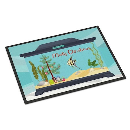 Carolines Treasures 24 x 36 in. Angelfish Merry Christmas Indoor or Outdoor Mat CK4504JMAT